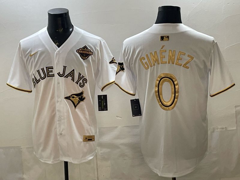 Men 2026 Toronto Blue Jays #0 Gimenez White gold Game Nike MLB Jersey style 0022->toronto blue jays->MLB Jersey